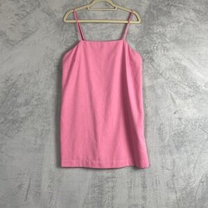 Old Navy Womens‎ Pink Linen Blend Cami Mini Dress Square Neck Back Tie L Bows